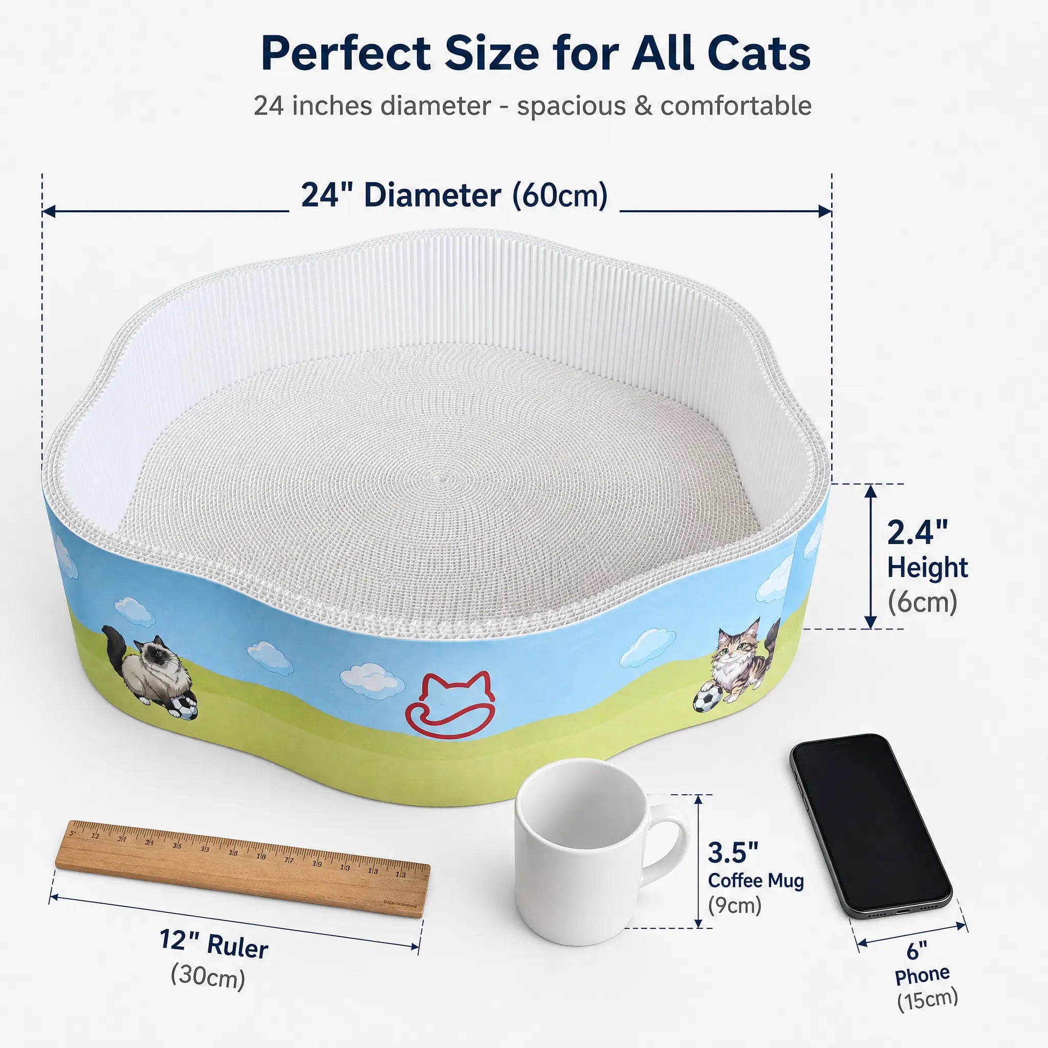 【Dealsforyoudays】 FANJUN-AMTECH 2-In-1 Cartoon Cat Scratcher Bed,Play & Rest Design, No Paper Scraps, Wear-Resistant, Anti-Overturning, High-Hardness Plant Fiber Corrugated Paper, Plastic-Free, Safe Eco-Friendly Cool Cat Supply,Summerwins
