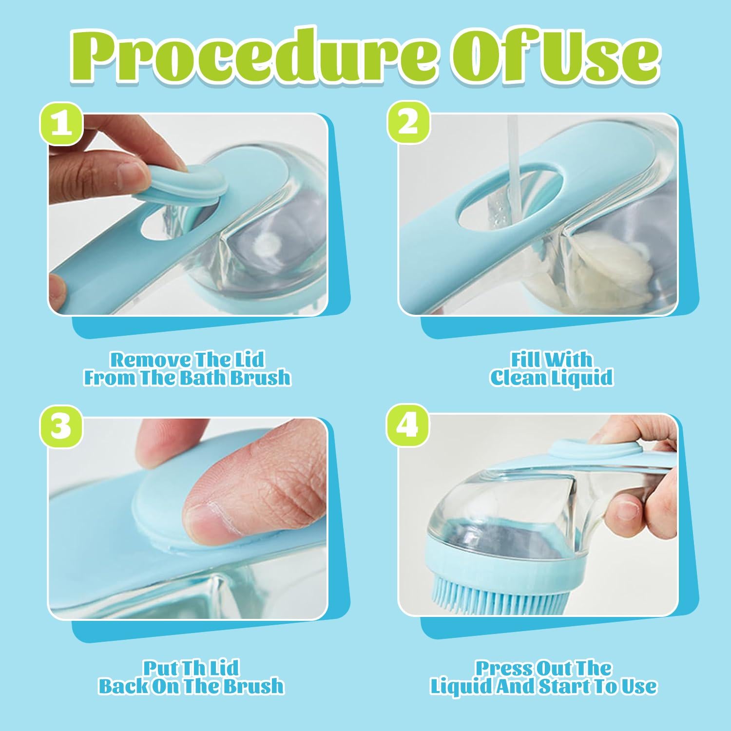 Pet Bath Brush with Shampoo Dispenser — Massage Grooming for Dogs & Cats
