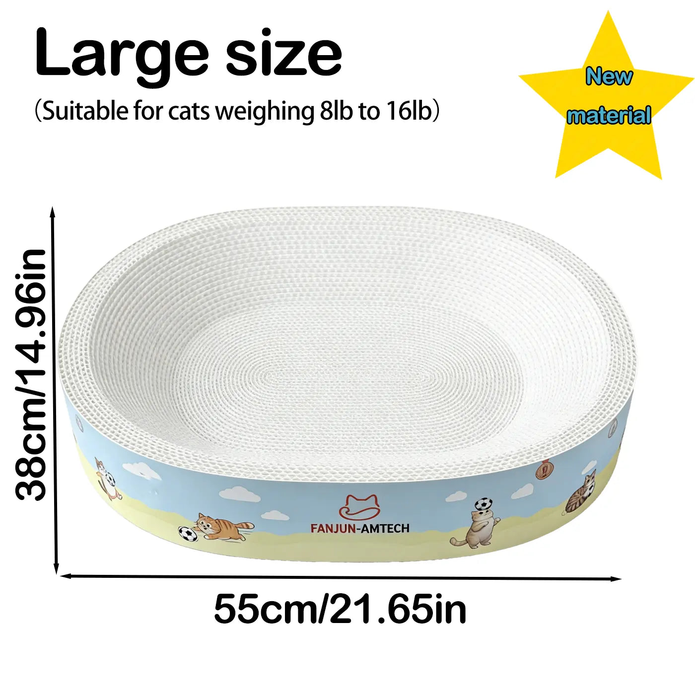 【Dealsforyoudays】 FANJUN-AMTECH 2-In-1 Cartoon Cat Scratcher Bed,Play & Rest Design, No Paper Scraps, Wear-Resistant, Anti-Overturning, High-Hardness Plant Fiber Corrugated Paper, Plastic-Free, Safe Eco-Friendly Cool Cat Supply,Summerwins