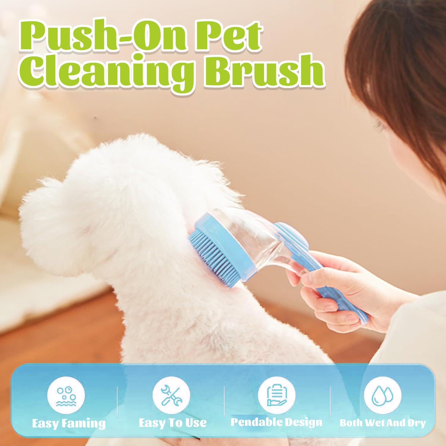 Pet Bath Brush with Shampoo Dispenser — Massage Grooming for Dogs & Cats
