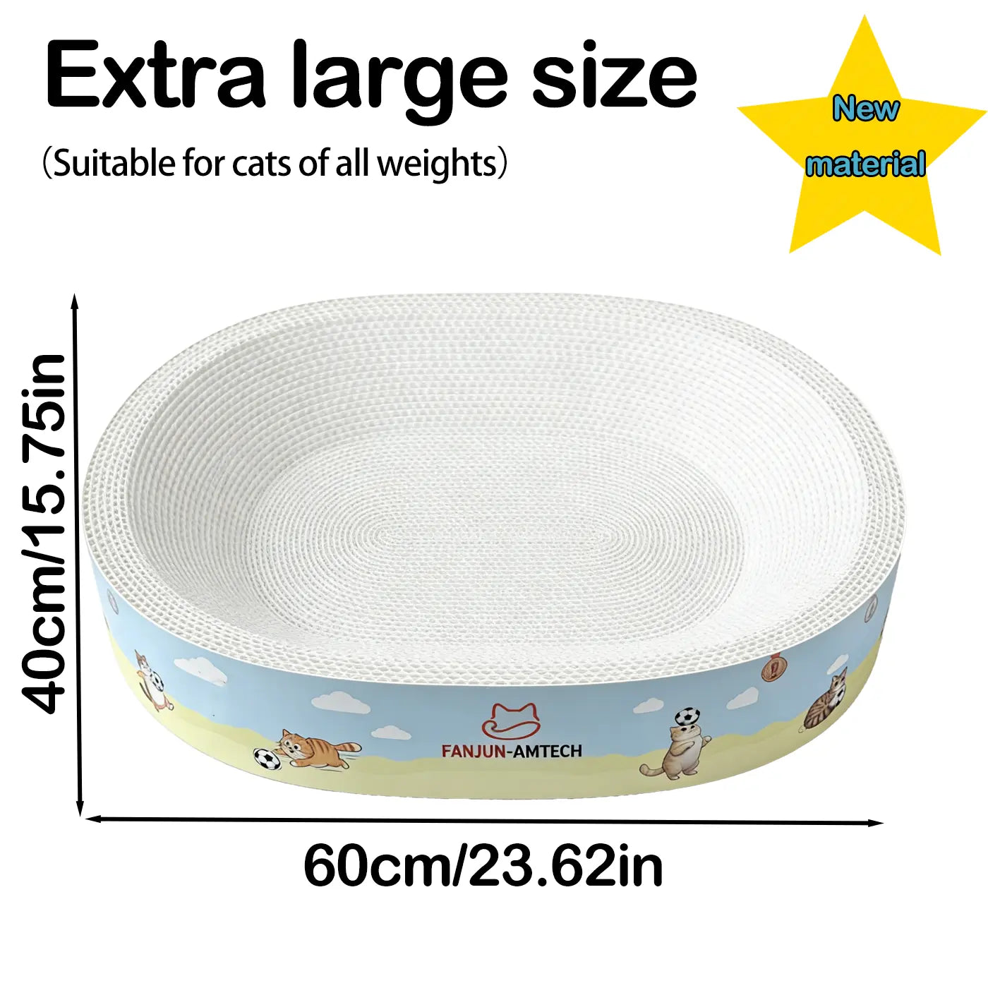 【Dealsforyoudays】 FANJUN-AMTECH 2-In-1 Cartoon Cat Scratcher Bed,Play & Rest Design, No Paper Scraps, Wear-Resistant, Anti-Overturning, High-Hardness Plant Fiber Corrugated Paper, Plastic-Free, Safe Eco-Friendly Cool Cat Supply,Summerwins