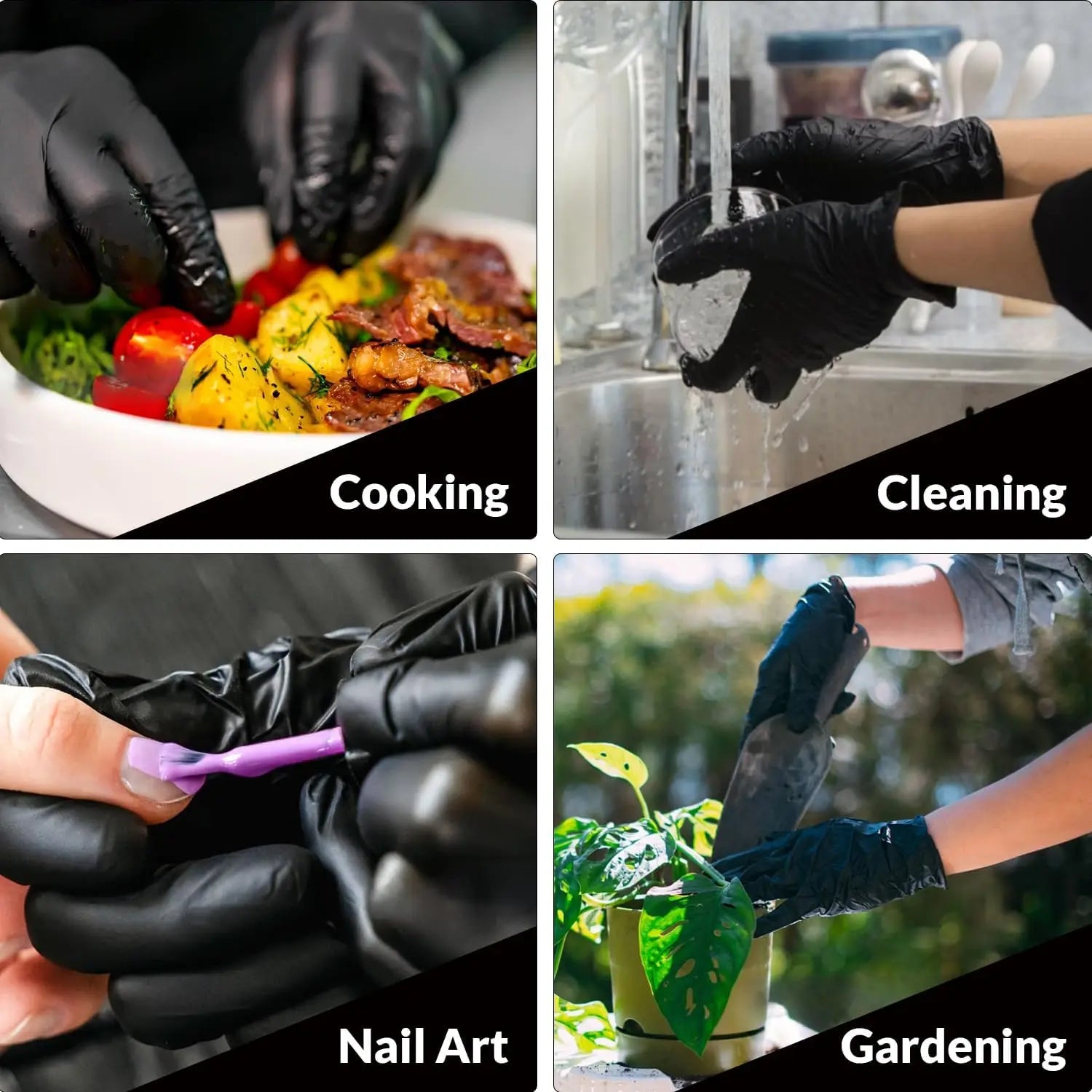 PROMEDIX P Heavy-Duty 6Mil Nitrile Cleaning Gloves, 100-Count Black Disposable Regular Waterproof Gloves, Latex-Free, Powder-Free, for Cooking & Pet Hair Removal