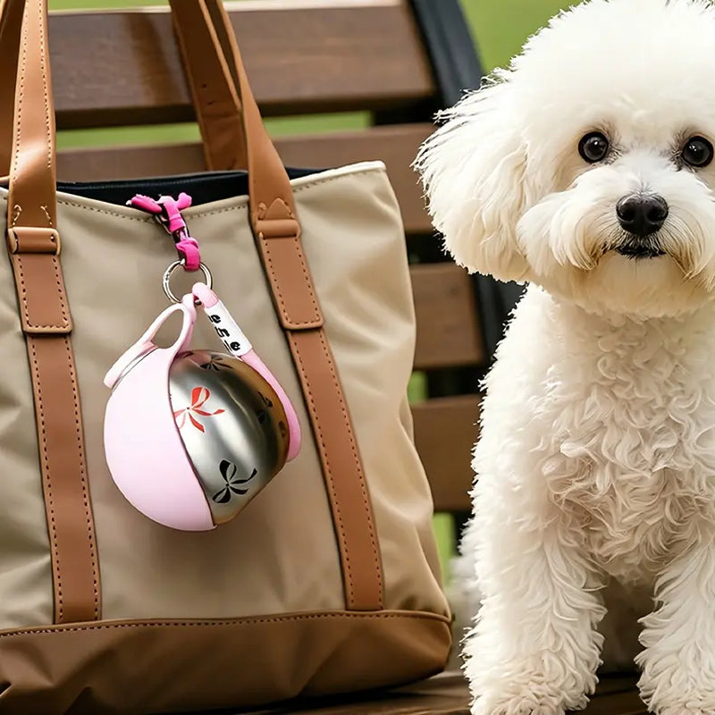 Ihubei Pet Water Bottle with Food-Grade Silicon Foldable Bowl 304 Stainless Steel Spherical Dog Hydration round Bottle Travel Dogs/Cats Water Dispenser Puppy Water Feeding Sphere Bottle for Walk Hiking Stylish Addorable Design Cute 285Ml#Summervibes