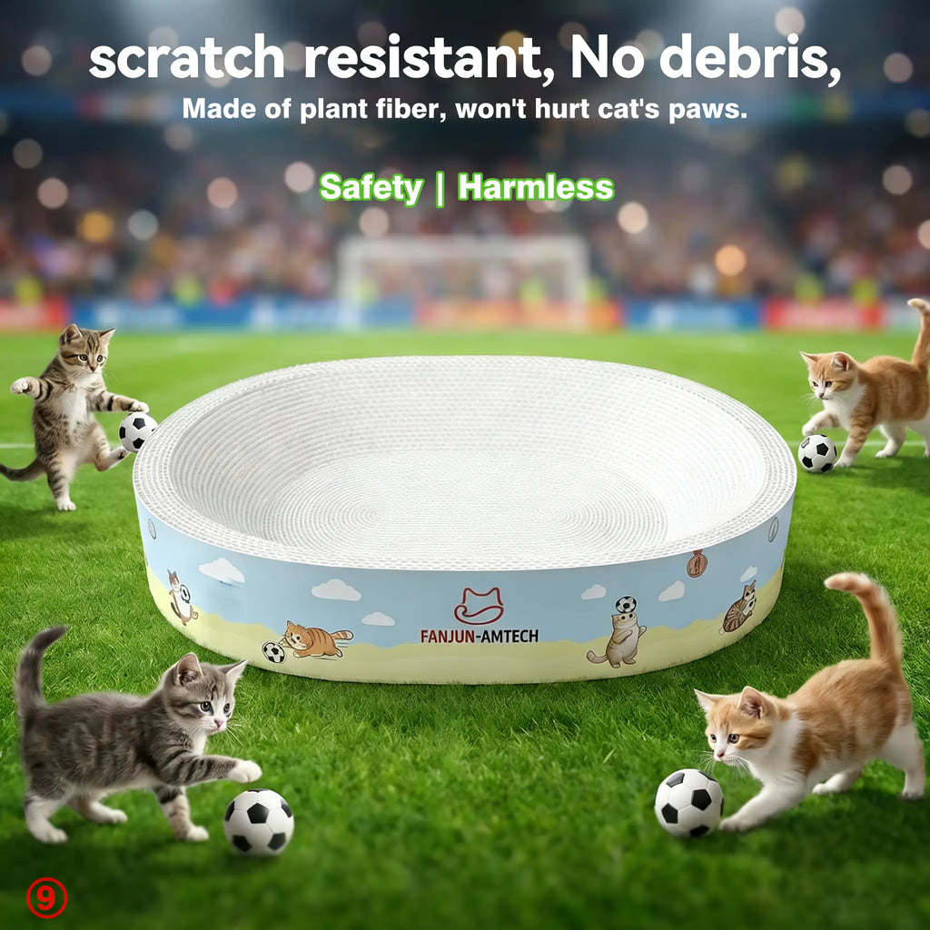 【Dealsforyoudays】 FANJUN-AMTECH 2-In-1 Cartoon Cat Scratcher Bed,Play & Rest Design, No Paper Scraps, Wear-Resistant, Anti-Overturning, High-Hardness Plant Fiber Corrugated Paper, Plastic-Free, Safe Eco-Friendly Cool Cat Supply,Summerwins